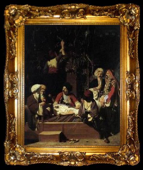 framed  unknow artist Arab or Arabic people and life. Orientalism oil paintings  250, ta009-2